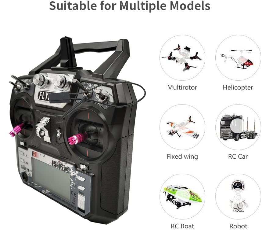 FS-i6X Transmitter and FS-iA10B 10-CH Receiver for RC Models Flysky | 10 Channels 2.4GHz Flysky AFHDS2A | for FPV Quadrotor, Fixed Wing, Car and Boat (Mode 2 Left Hand)