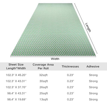 98.4"X43.31" Boat Flooring Self-Adhesive EVA Foam Boat Decking Marine Yacht RV Pool Non-Skid - color: Light grey and green