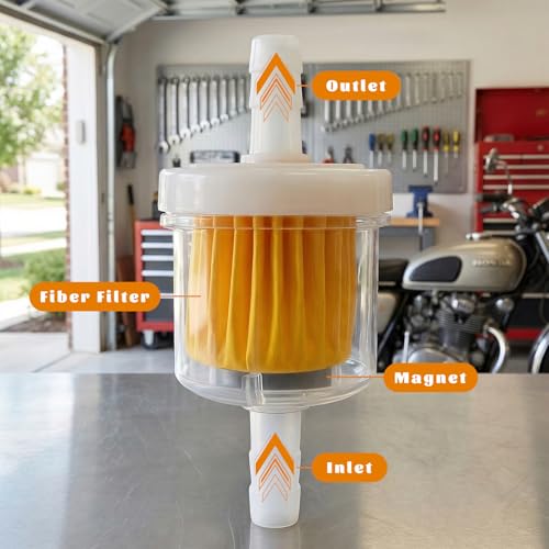 6 PCS Gas Inline Fuel Filters, 1/4 Inch Inline Auto Engine Fuel Filter Replacement with Magnet, Transparent Plastic Gas Filters Universal for Motorcycles Bikes Scooters ATVs