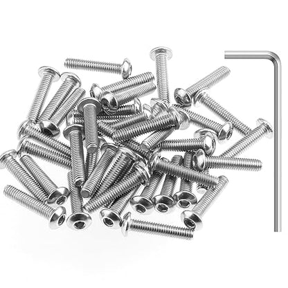 HELIFOUNER 100 Pieces M3 x 14mm, Thread Pitch 0.5mm, 304 Stainless Steel (18-8) Button Head Socket Cap Screws, Fully Threaded - size: M3 x 14mm