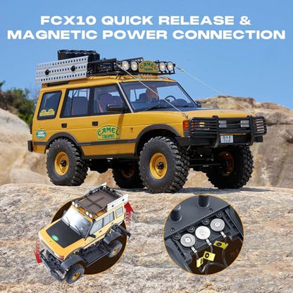 FMS 1/10 FCX10S Land Rover Camel Trophy Edition RC Crawler, Hobby RC Rock Crawler with Lighting System, 4-Link Suspension for Adults, RS (Discovery) - color: Discovery