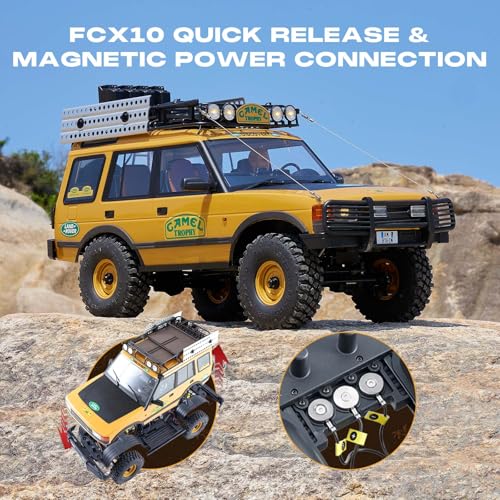 FMS 1/10 FCX10 Land Rover Camel Trophy Edition RC Crawler, Hobby RC Rock Crawler with Lighting System, 4-Link Suspension for Adults, RS (Defender 110 V2) - color: Defender