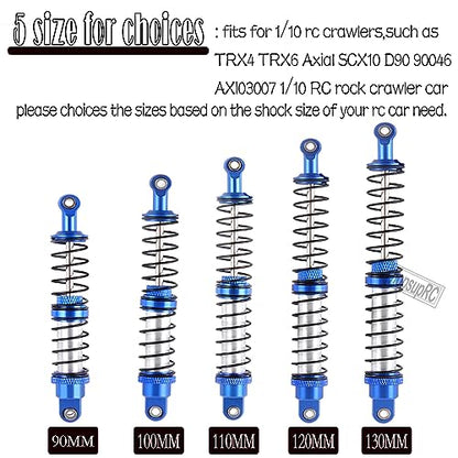 90mm RC Shocks Absorber Upgrades for 1/10 RC Hobby Cars,4PCS 7075 Aluminum Full Metal Front Rear Shocks Absorber Damper,Navy Blue - size: 90 MM (3.54 in)