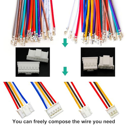 JST 2.54mm Connector with 22AWG Pre-Crimped Wire Kit, JST XA 2.54 2.54MM 2Pin 3Pin 4Pin 5Pin 6Pin 7Pin 8Pin 9Pin 10Pin Housing with 22AWG Wires for PCB Board & Electronics (JTS-2.5-XA) - size: 2.5MM-XA