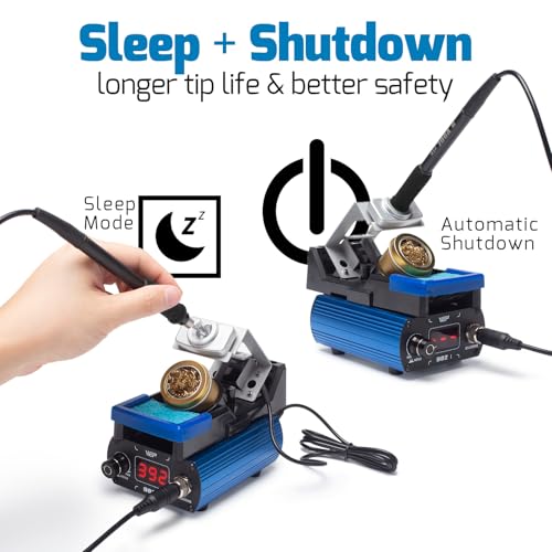 WEP 982-I Precision Soldering Iron Station with Temperature Control, Preset Channels, °C-°F Conversion, Sleep Mode, Automatic Shutdown, Calibration Functions C210 Compatible Soldering Tips