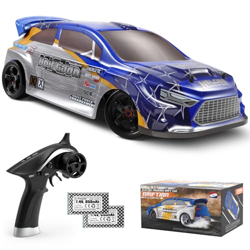 HAIBOXING 2197, RC Drift Cars, 1/18 Scale, High Speed Performance with Gyro | 2.4GHz Remote Control Cars, 28 KM/H RTR for Kids and Adults, Electric Powered 4WD RC Rally Car with 2 Rechargeable Batteries. - color: 2197 Blue