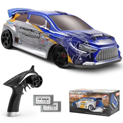 HAIBOXING 2197, RC Drift Cars, 1/18 Scale, High Speed Performance with Gyro | 2.4GHz Remote Control Cars, 28 KM/H RTR for Kids and Adults, Electric Powered 4WD RC Rally Car with 2 Rechargeable Batteries. - color: 2197 Blue