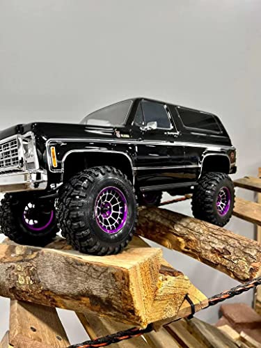Treal Aluminium 2.2 Beadlock Wheels Rims(2) pcs Fit RC Crawler Mud Truck 2.2 Tires (Purple) - color: Purple