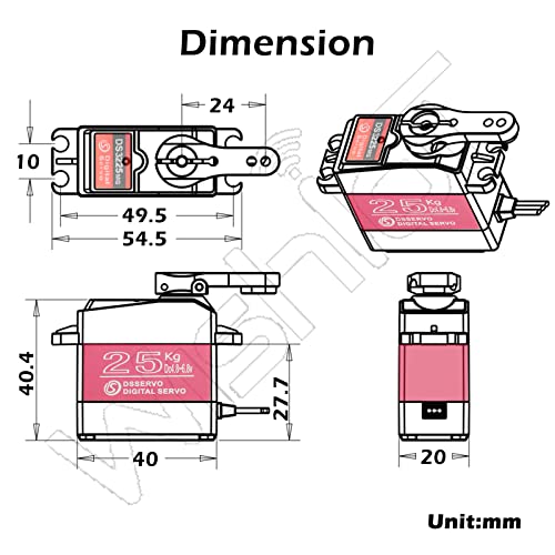 DS3225MG 25Kg RC Digital Servo Full Metal Gear with 270 Degree PWM Control for DIY Baja Car Crawlers Truck RC Robotic Arm (Pack of 2) - size: 2pcs 25kg 270°