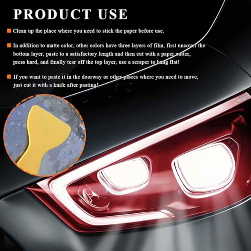 Sun Walker Car Light Tint Film, 12 x 48 Inch Waterproof Taillight Wrap Film Roll with Squeegee & Cutter, Self-Adhesive Vinyl Sticker Sheet Roll for Headlights Fog Lights Tail Lights (Red) - color: Red