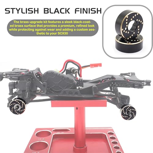 Brass Steering Knuckles & Rear Axle Weights for 1/30 Scale RC Crawler | Black Coating,CNC Machined,Heavy Duty Upgrade Parts,Easily install,Precision Fit