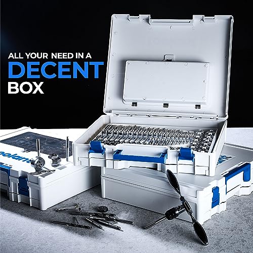 toolant 127-Piece Metric & SAE Ratcheting Tap and Die Set | SAE and metric threading sizes, ratcheting handles, assorted drill bits, tap holders, double-layer toolbox - size: 127pcs set