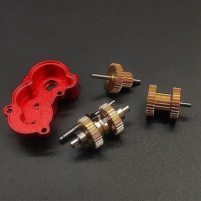 RC Climbing Car Metal Transmission Center Gearbox Transmission Case with Gear for FMS 1/24 FCX24 RC Crawler Upgrade Parts Accessories - color: Red Gearbox + Gear
