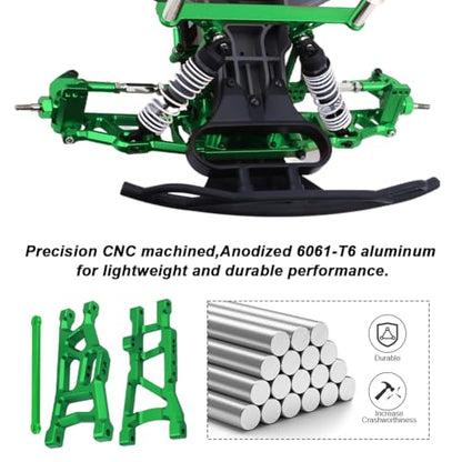 Hobbypark Aluminum Suspension Arms Set (Front & Rear), w/Tie Bar for 1/10 Traxxas Slash 2WD RC Car Upgrade Parts Hop Ups, Replace 2555 3631 2532 (Green-Anodized) - color: Green