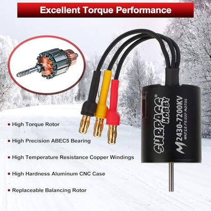 1/16 1/18 RC Brushless Sensorless Motor 35A ESC Combo,2430 7200KV | Waterproof Sensorless Motor,Surpass Hobby,Electric Speed Controller Set,for RC Model Car Truck - size: 7200KV, style: 2430