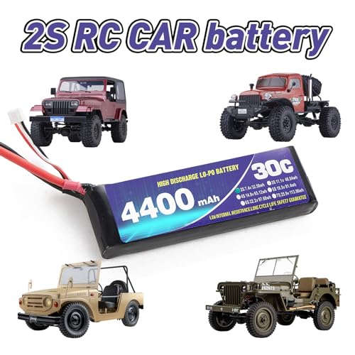 FMS Lipo Battery 2S 7.4V 4400mAh 30C with All-in-One Charger Set to Convert RS to RTR for 1/10 Atlas, FJ40, Mashigan, 1/6 Jimny, 1941MB, FCX10 LC80, FCX10 K5