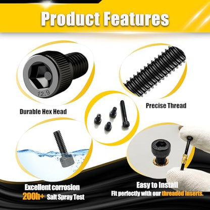 M3 x 25mm Screws 210pcs, Hex Socket Head Cap Screws Bolts,M3 x 25 Bolts 12.9 Grade Alloy Steel, Black Zinc Plated, Allen Socket Drive, Half-Threads, Machine Screws - size: M3*25mm 210pcs