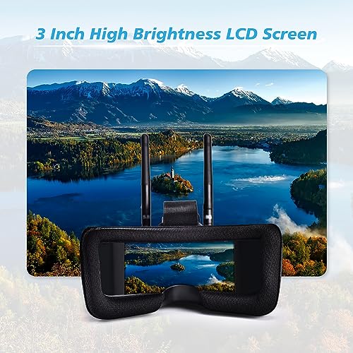 5.8G FPV Goggles with Antennas: 3 Inch Screen 5.8G 40CH Build in Battery Video Headset for Analog FPV camera and Transmitter FPV Drone RC Car Airplane RC Hobbies by Speedybee