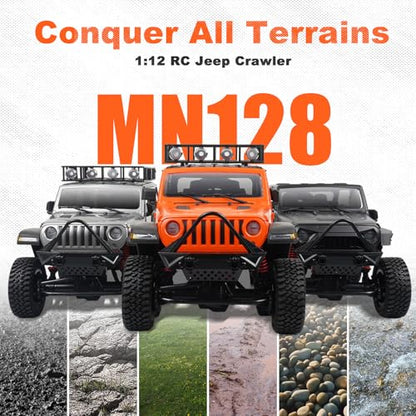 1/12 RC Crawler RTR, MN-128 Off-Road Truck, 4x4 RC Rock Crawler with 2.4G Remote Control RC Jeep Car Model for Adults Hobby Gifts (Gray) - color: Gray