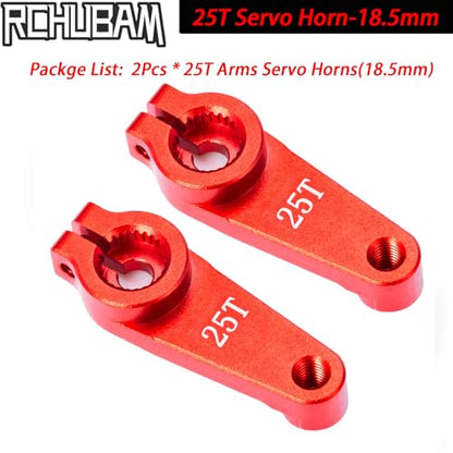 RCHUBAM Universal Aluminum 25T Servo Horn Steering‑Arm for 1/10 RC Car | 2Pcs 25T (18.5mm),Servo Horn with Screw for Futaba Savox Power HD HSP Servos Motor - style: 2Pcs 25T (18.5mm)