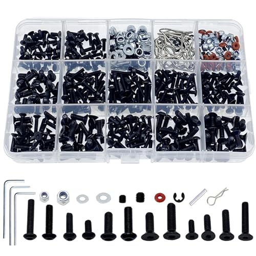 520pcs Universal RC Screw Kit Screws Assortment Set for Traxxas Arrma Redcat HPI Axial SCX10 Losi 1/8 1/10 1/12 1/16 Scale RC Cars Screws Set Trucks Crawler Parts