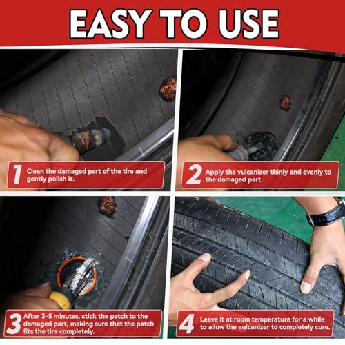 Chemical Vulcanizing Cement 8.5FL.Oz, Heavy Duty Rubber Cement Glue with Brush, Multipurpose Tire Repair Adhesive for Car, Motorcycle, Bike Tires