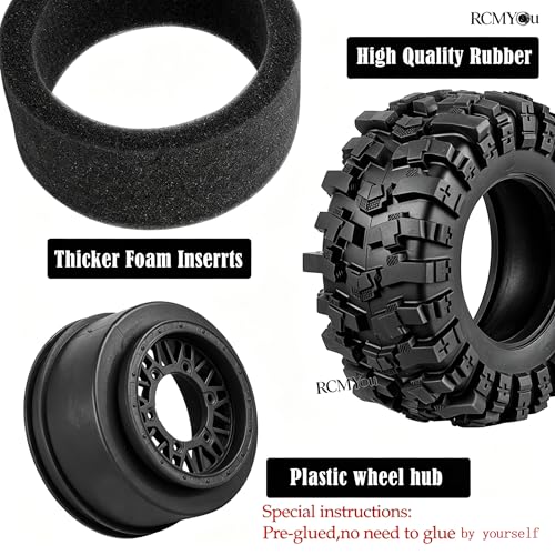 Rc Wheels and Tires Set for 1/10 Slash 2WD 4×4 4WD,Senton,Axia1,Redca t,Rc4w d,Detachable Replacement Running on Off-Road Tire,on-Road Tire w/12mm/14mm/17mm Hex,Soft Tires Plastic Rim,Black - color: Black (1/10)