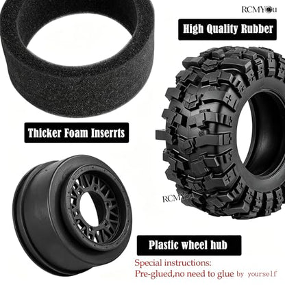 Rc Wheels and Tires Set for 1/10 Slash 2WD 4×4 4WD,Senton,Axia1,Redca t,Rc4w d,Detachable Replacement Running on Off-Road Tire,on-Road Tire w/12mm/14mm/17mm Hex,Soft Tires Plastic Rim,Black - color: Black (1/10)