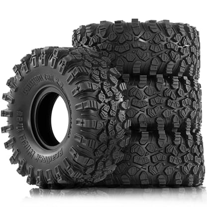 2.2 RC Crawler Tires OD 5.35'' 1:10 Soft Rubber All Terrain Tyres for 1/10 1/8 Rock Mud Crawler Car Traxxas TRX4 Axial SCX10 II RC4WD D90 TF2 Tamiya CC01 Gen8 2.2 inch Beadlock Wheels Rims