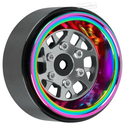 RC 1.3" Beadlock Wheels 1.3 rc Wheels for RC Crawler 1/18 TRX4M,1/24 SCX24,Alloy Aluminium 1.3 Beadlock Wheels 1.3 rc Rims,4pcs,Titanium - color: Titanium(4pcs)
