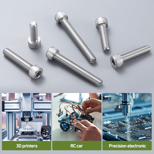 516PCS M4 Screws Assortment Kit, 304 Stainless Steel 18-8 Hex Socket Head Cap Screws Bolts Nuts and Washers Set, M4 x 6/8/10/12/16/20/25mm, for 3D Printer - size: SS M4 516PCS Socket Cap