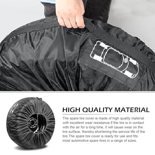 1 PC Spare Tire Cover, 190T Polyester Taffeta Spare Tire Protector with Pocket, 19"-23" Diameters Waterproof Wheel Storage Bag, Universal for Most Cars, Trucks, SUVs (Black #L) - size: 1 PC #L