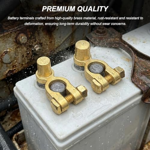 2 PCS SAE to JIS Car Battery Terminals Connector, Positive & Negative Quick-Release Top Post Battery Clamps, SAE to Pencil Post Battery Cable Terminal Adapters for Car Boat