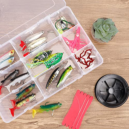 Bead Organizer Storage 3 Pack 15 Grid Clear Plastic Tackle Box Adjustable | Clear Plastic, Divided Compartments, for Beads Washi Tape Ribbon Crafts Art Supplies and Fishing Tackle - size: 3pcs