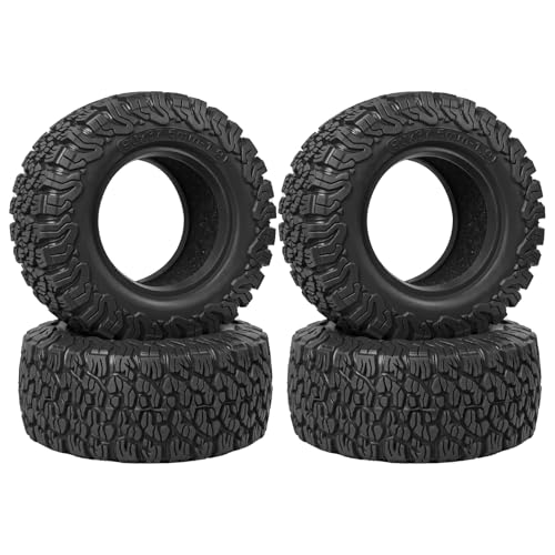 LRFHL 1.9 Crawler Tire for 1/12 MJX HYPER GO H12Y H12P MN128 1/10 Axial D90 | Black, 4PCS, 90mm * 37.5mm RC Rock Terrain Tyre with Foam Insert, Soft Rubber High Grip Sticky Tires - color: Black
