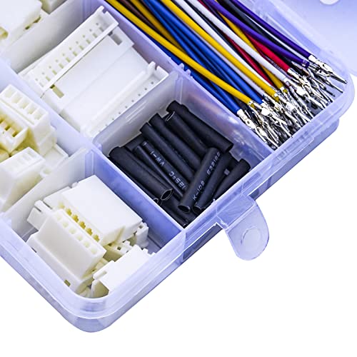 JST Connector Kit 2.5mm Pitch JST-XH 2.54 Male Female Connector with Premium 22AWG Pre-Crimped Cables,XH 2.54mm Connector 2/3/4/5/6/7/8/9/10 Pin Male Female Housing (XH-MF-Kit) - size: JST-2.5MM-XH Male Female