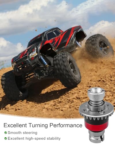 Universal Assembled Differential 30T 0.8Mod Fit for 1/18 ARRMA GROM Typhon Granite GROM Mini Mojave GROM 2S Replace ARA311177 ARA311177V2, 2Pcs Silver/Red