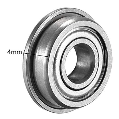 uxcell F695ZZ Flanged Ball Bearing 5x13x4mm Double Metal Shielded (GCr15) Chrome Steel Bearings 10pcs - size: 5x13x4mm