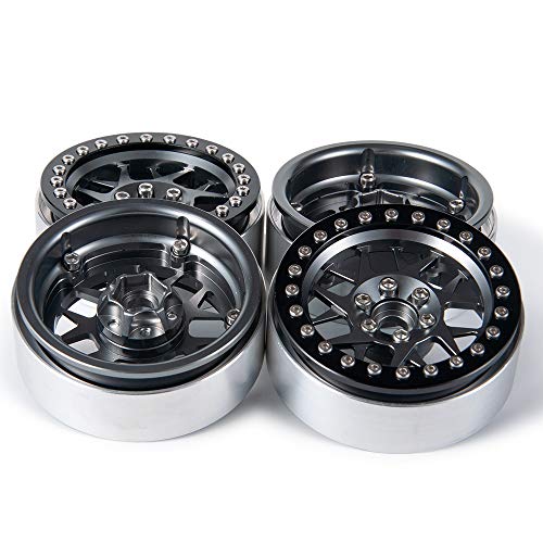 Aluminum 2.2" RC Beadlock Wheels Rims for Axial Wraith SCX10 TRX4 | 1/10th RC Crawler Car,Titanium,1set/4pcs - color: Titanium