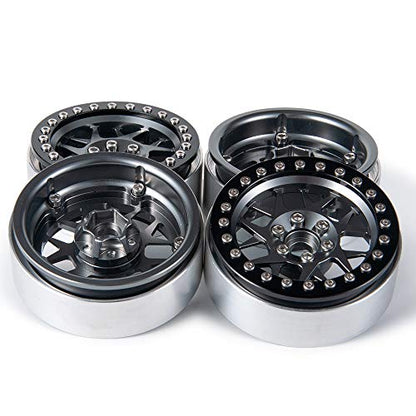 Aluminum 2.2" RC Beadlock Wheels Rims for Axial Wraith SCX10 TRX4 | 1/10th RC Crawler Car,Titanium,1set/4pcs - color: Titanium