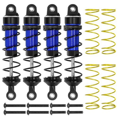 Aluminum 1/16 RC Shock Absorber Front Rear Adjustable Springs Shock Damper | for 1/16 Traxxas Mini Maxx 4WD 107154-1 Mini XRT VXL-3S 108076-1 RC Truck Upgrade, 4PCS, Blue - color: Blue