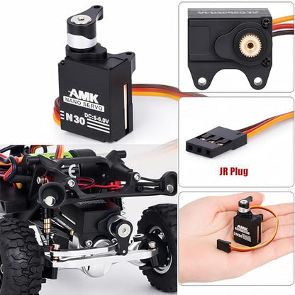 AMK SCX30 Nano Servo, Metal Gear Micro RC Steering Servo with CNC Aluminum Case & Servo Saver, High Torque Mini Servo for 1/30 RC Crawler Upgrade Parts