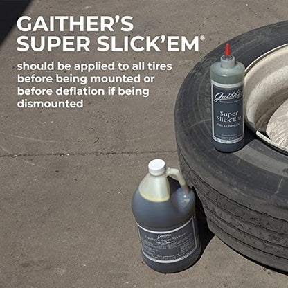 Gaither Super Slick'Em Tire Lubricant - Lube for Changing Tires, Great for Mounting, Dismounting, and Bead Breaking, Case of 4-1 Gallon Bottles | Lube for Changing Tires, Great for Mounting, Dismounting, and Bead Breaking