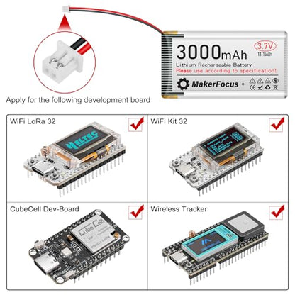 3.7V 3000mAh Lithium Polymer Rechargeable Battery for ESP32 4pcs | 1S LiPo Battery, JST 1.25 Plug, Built-in Protection Board for Meshtastic Devices, ESP32 Development Board, Electronic Devices - size: 4