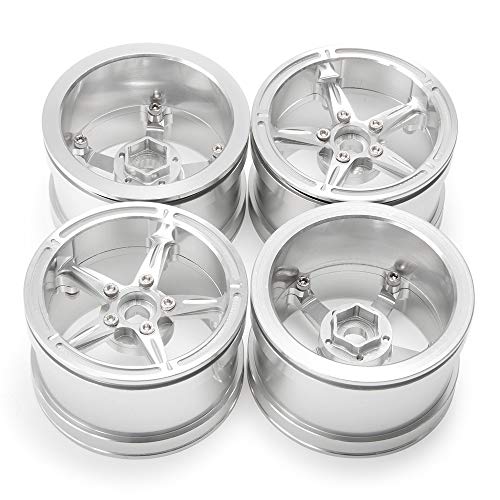 Aluminum Alloy 2.2" Beadlock Wheels/Rims for 1/10th Scale RC Crawler Car Axial Wraith-Pack of 4 (Silver)