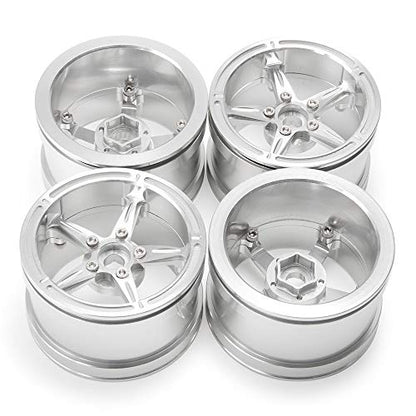 Aluminum Alloy 2.2" Beadlock Wheels/Rims for 1/10th Scale RC Crawler Car Axial Wraith-Pack of 4 (Silver)