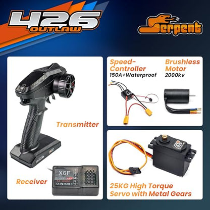 Serpent 426 Outlaw 1/7 4wd Electric All-Road Muscle Car RTR | High-Performance Tires, Brushless Motor, (Ready-to-Run Transmitter and Receiver Included, Batteries and Charger Required)