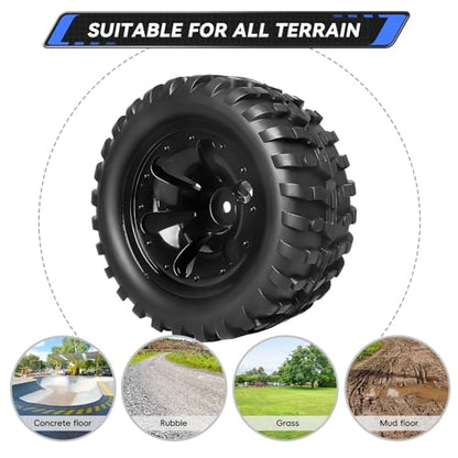 2.8" Preglued 1/10 Stadium Truck Wheels and Tires 12mm Hex for Traxxas Rustler Stampede 4x4 2WD Redcat Volcano Epx S30 Blackout Xte 4PCS