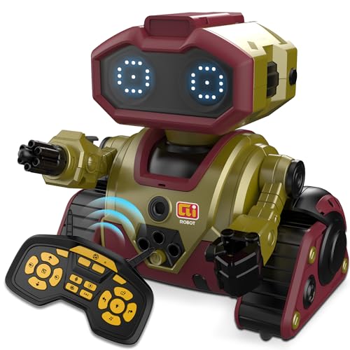 Interactive Smart Robot Toys, Rechargeable Remote Control Emo Robot, Gold | Learning Gesture Sensing, Auto-Demonstration, Music and Dance, Shining LED Eyes, Birthday Gift for Kids - color: 103 Gold