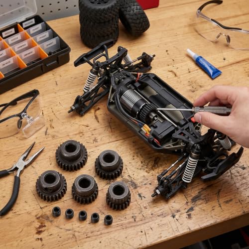 RC Motor Pinion Gear, 20T 22T 24T 26T 28T 5Pcs 48DP 5mm Shaft Hole Motor Pinion Gears Fit for Monster 1:10 Scale RC Truck